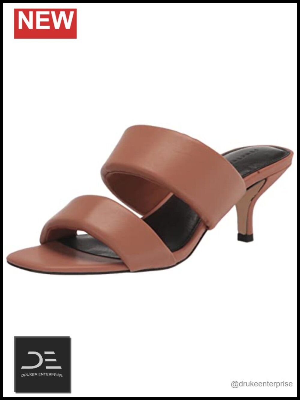 Chrome Free Leather Padded Strap Sandals Kitten Heel Arch Support Slip On